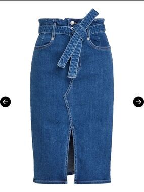 Nazia belted denim midi pencil skirt
